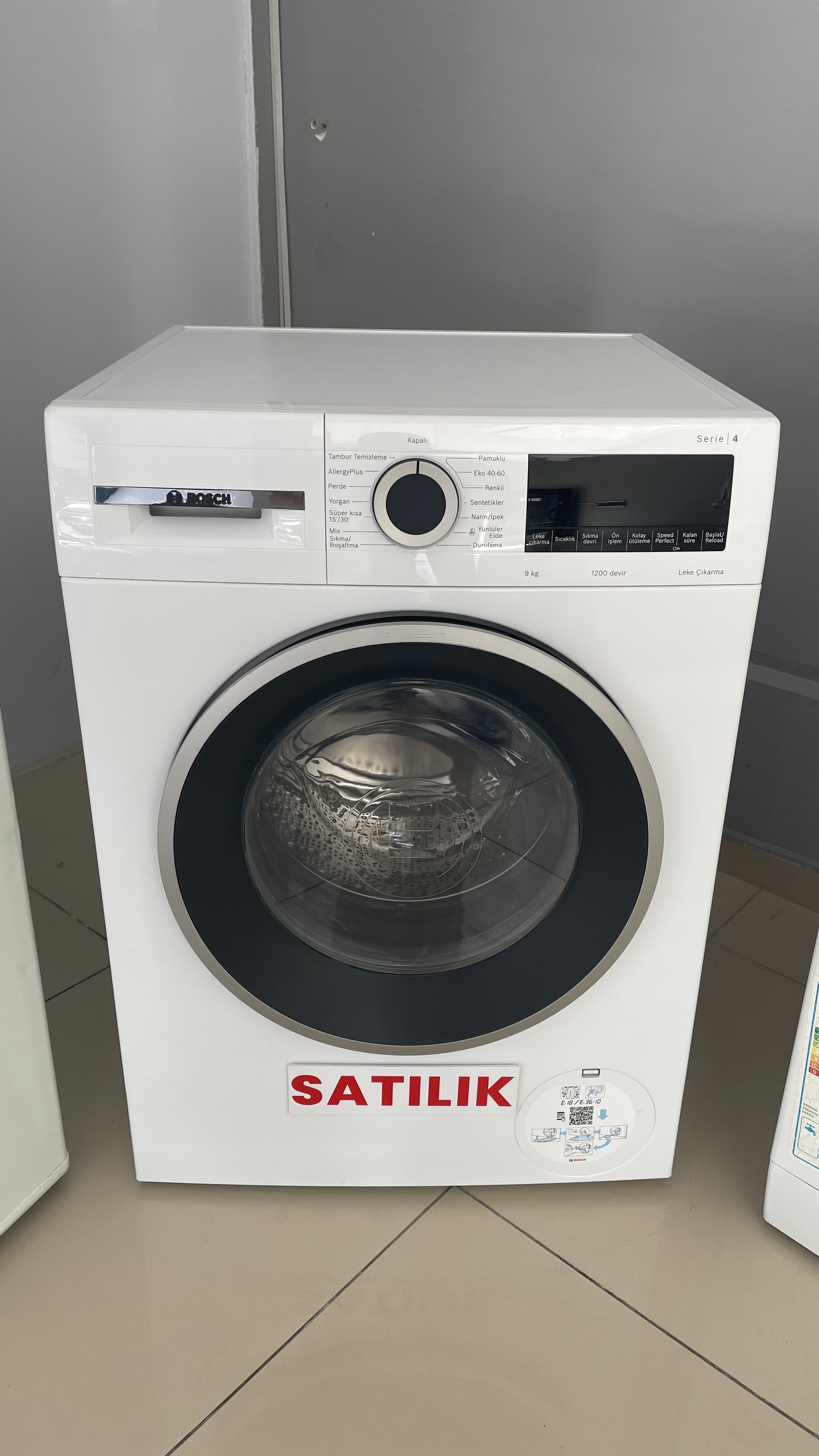 (SATILDI)BOSCH 9 KİLO 1200 DEVİR ÇAMAŞIR MAKİNASI 