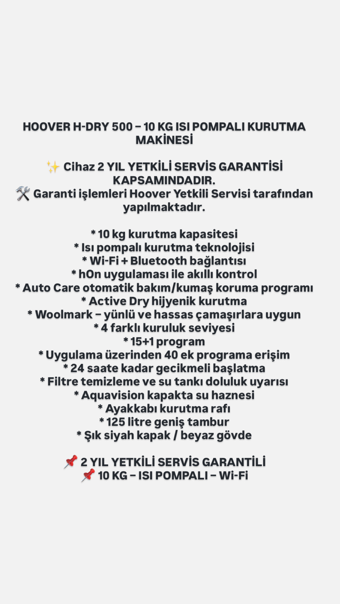 1 YILLIK YETKİLİ SERVİS GARANTİLİ 10 KG KURUTMA MAKİNASI 